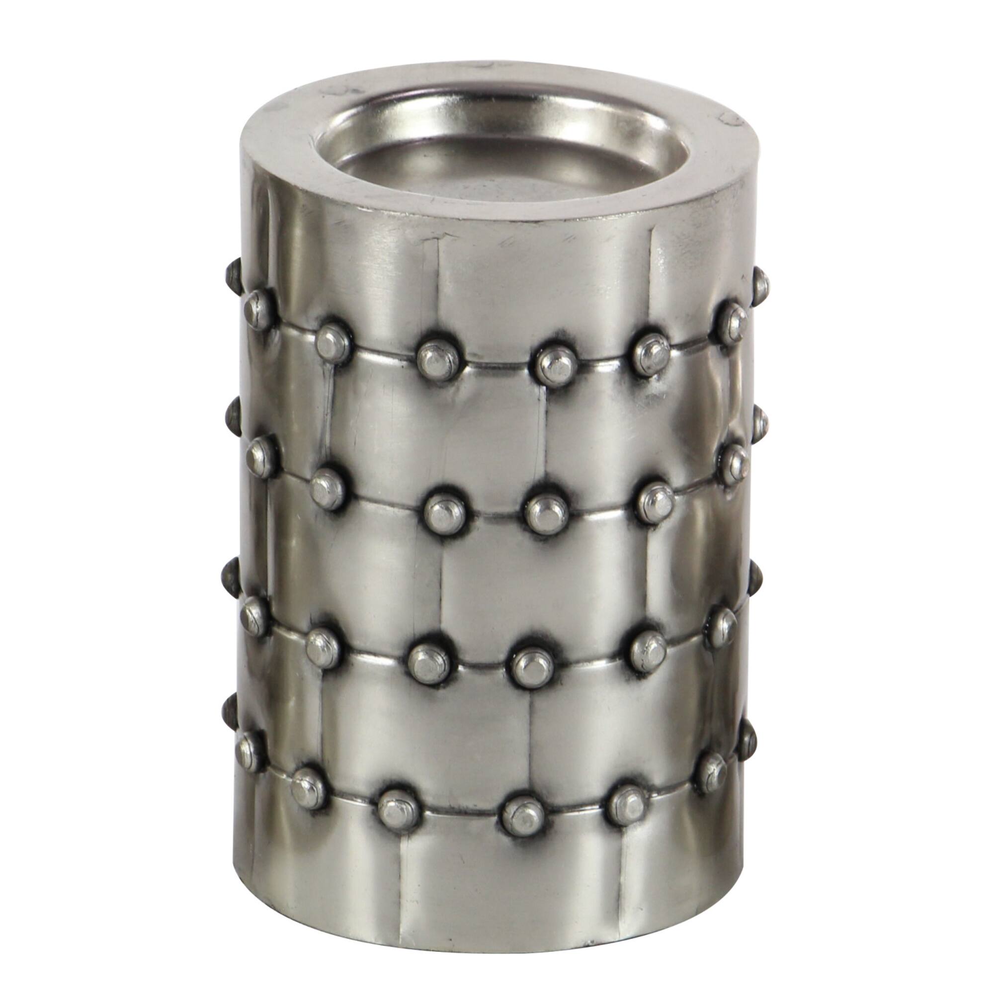 Silver Metal Industrial Candle Holder Set
